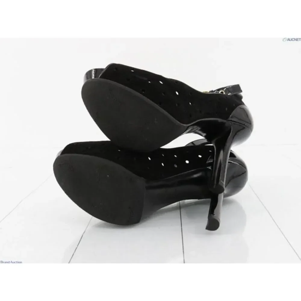 Louis Vuitton Black Punched Suede Heels 36.5 - Picture 4 of 13